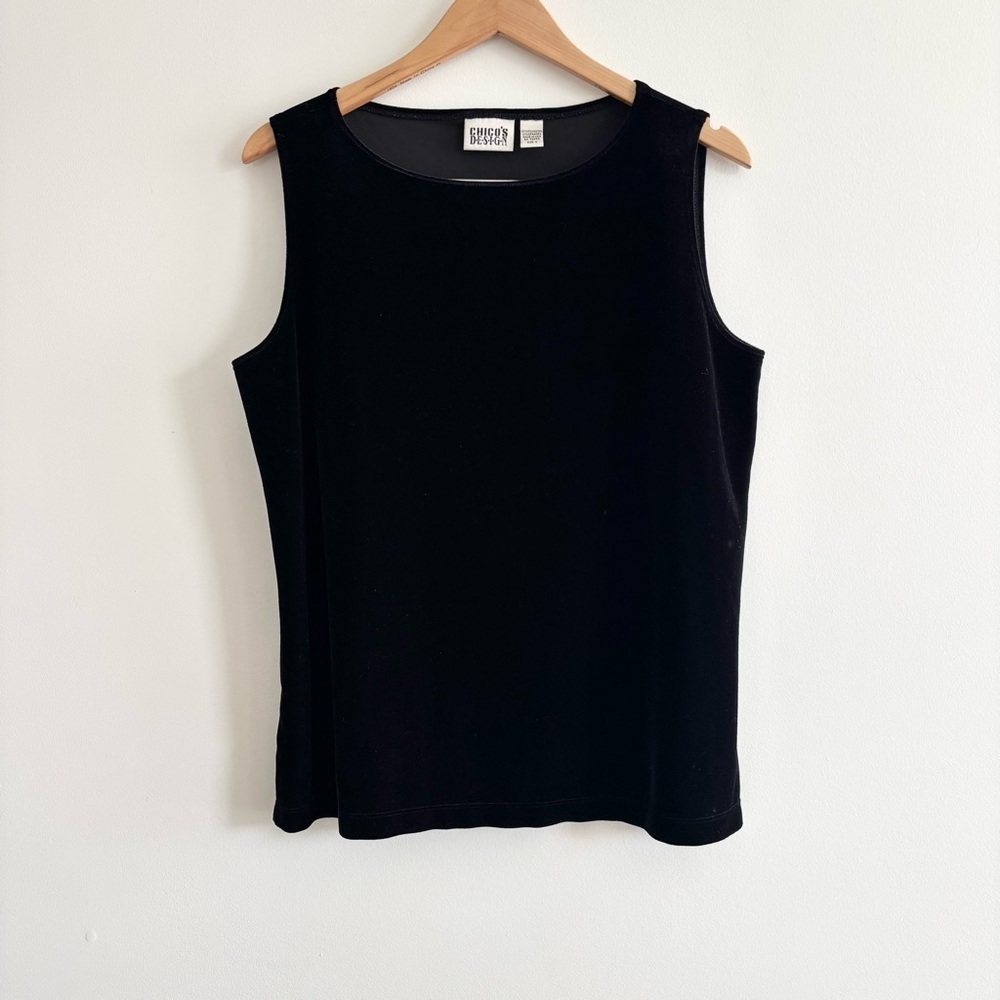 Vintage Chico's Velvet Black Thick Strap Tank Top - Picture 2 of 12